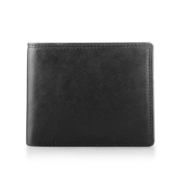 RFID secure men’s black leather bifold wallet – back view