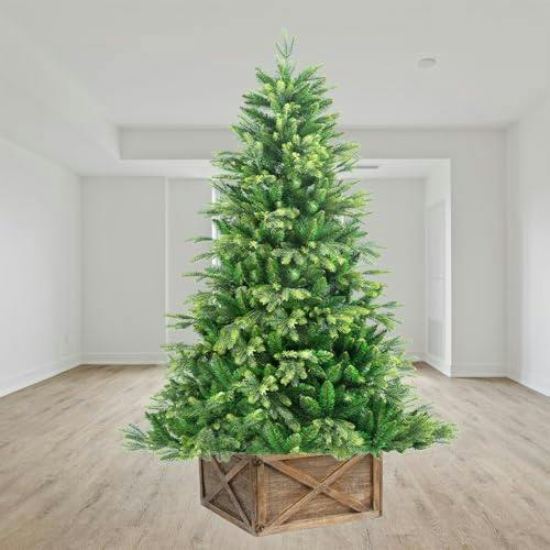 45 x 43 x 25 cm Brown Wooden Square Christmas Tree Collar for Tree Stand Cover image 7