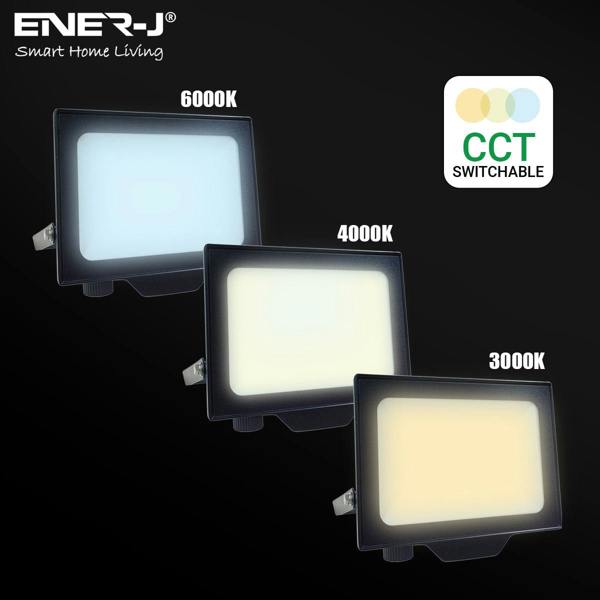 ENER-J 50W LED Floodlights With CCT Switchable & PIR ready (not included), 4500 Lm, IP65, 3 Years Warranty