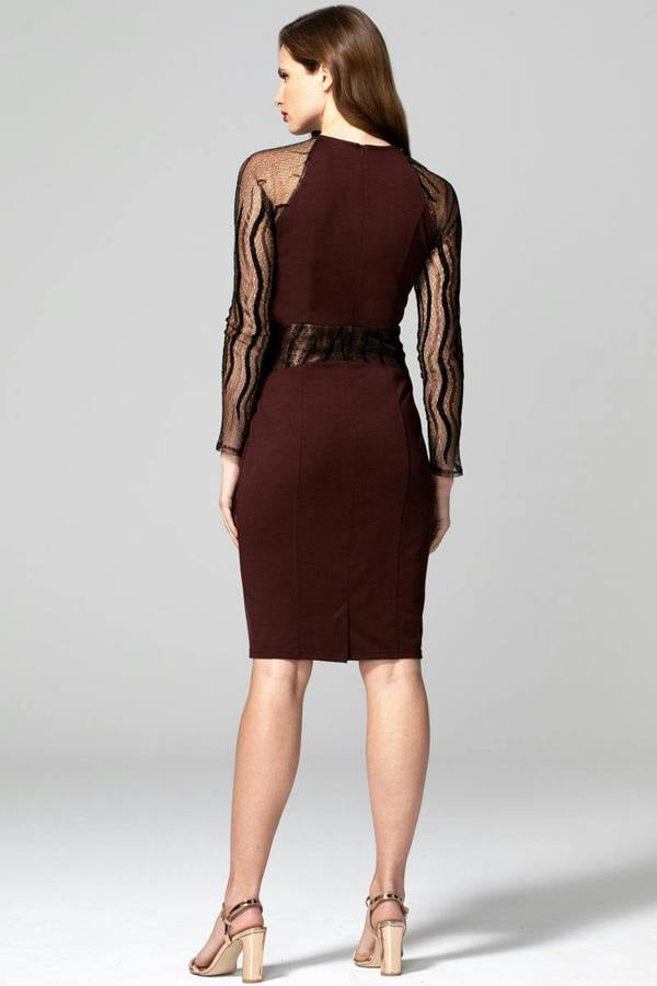 HotSquash Lace Sleeve Keyhole Detail Dress