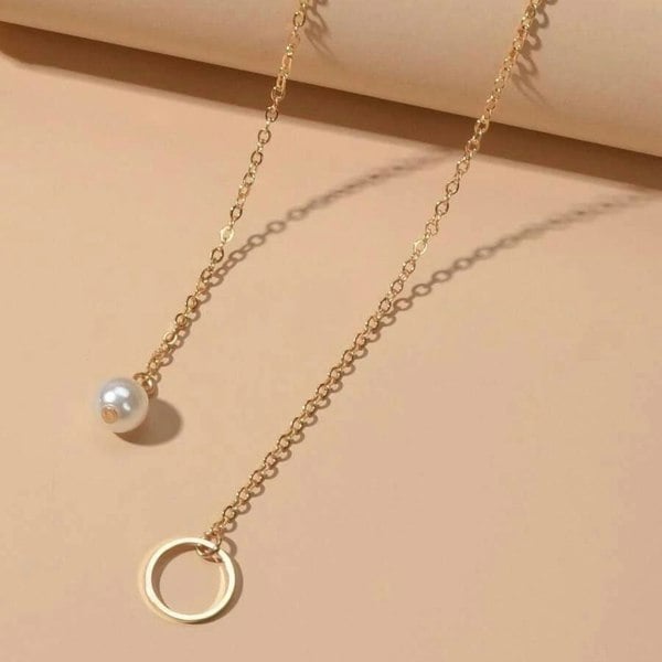 The Colourful Aura White Pearl Drop Karma Elegant Y Shape Everyday Elegant Lariat Drop Necklace