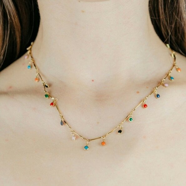 The Colourful Aura Gold and Silver Choker Dainty Colourful Mama Boho Dangly Charm Necklace