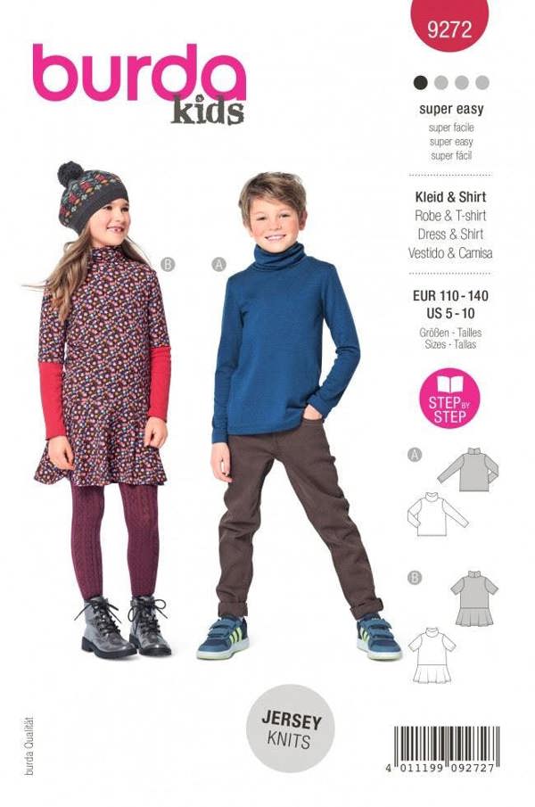 Burda Sewing Pattern 9272 Tops and Dresses For Kids, 5-10 (110-140) - Easy