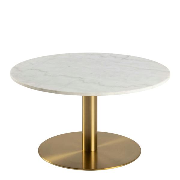 Wyld Haus Meadowbloom White Marble Round Coffee Table Gold Metal Base