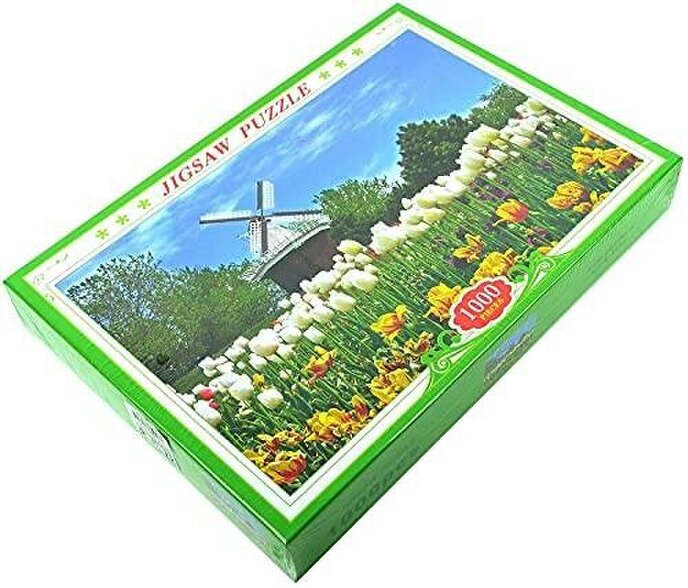 Shatchi 1000 Piece Tulips White Jigsaw Puzzle for Adults, Multicolour, Educational Indoor Toy