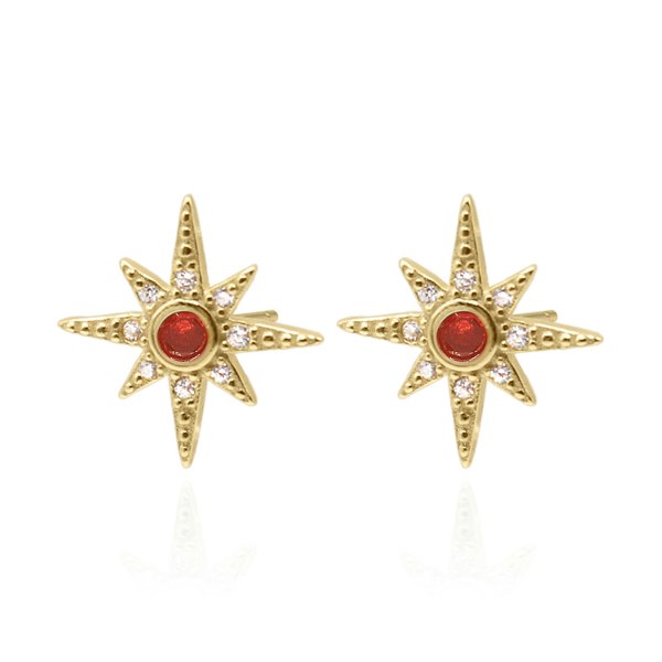 Luna Charles Ursa Birthstone Star Stud Earrings - 18K Gold Plated