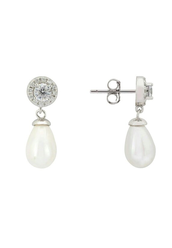 Latelita Timeless Pearl Teardrop Earrings Silver