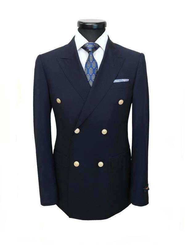 Dark Navy Double Breasted Suit with Gold Button