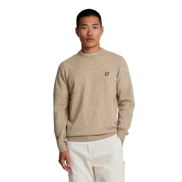 Lyle & Scott Mens Lambswool Blend Crew Neck Long-Sleeved Jumper - Heritage Taupe Marl