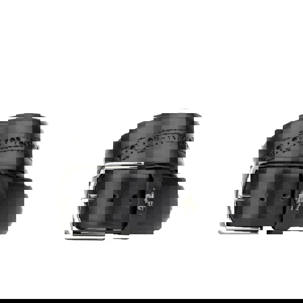 Embassy London Scott - Black Shine - Men's smooth full-grain black leather belt with broguing