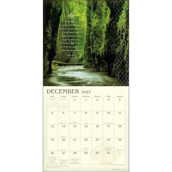 Meditation Calendar 2027, Wall Calendars, Month To View, Lifestyle, Gift