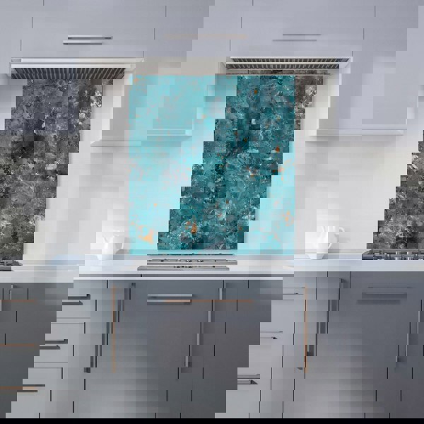 Warren Reed - Designer Polished Teal Quartz Effect Kitchen Splashback