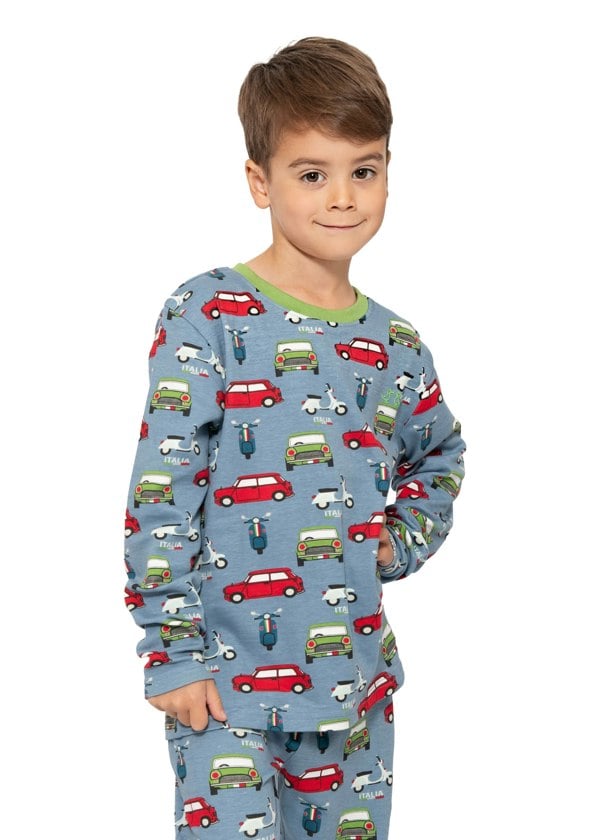 Luca and Rosa Boys pull on pyjamas - car print