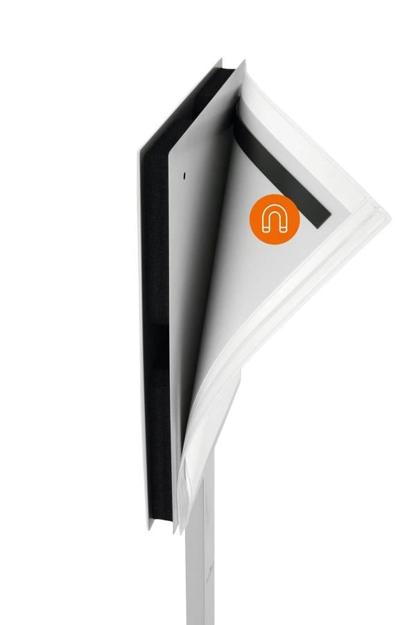 Durable INFO STAND OUTDOOR Stainless Steel Floor Sign | A3 Display Panel | Grey