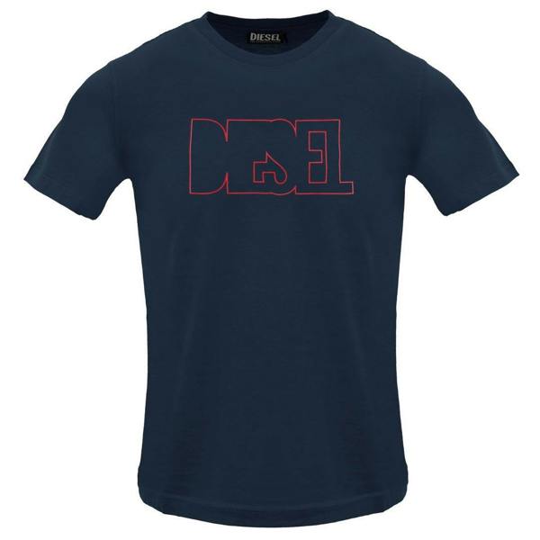 Diesel Mens Logo Outline T-Shirt - Total Eclipse - 