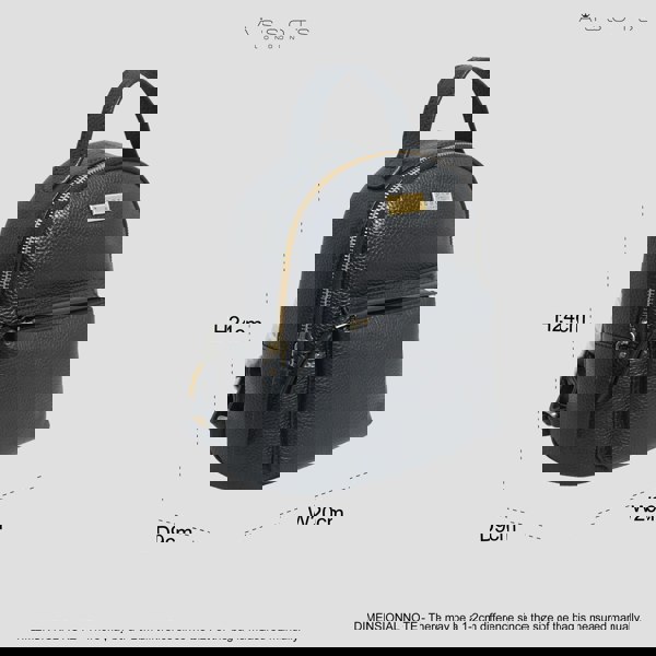 Assots London 'Betty' Black Zip Top Mini Pebble Grain Leather Backpack