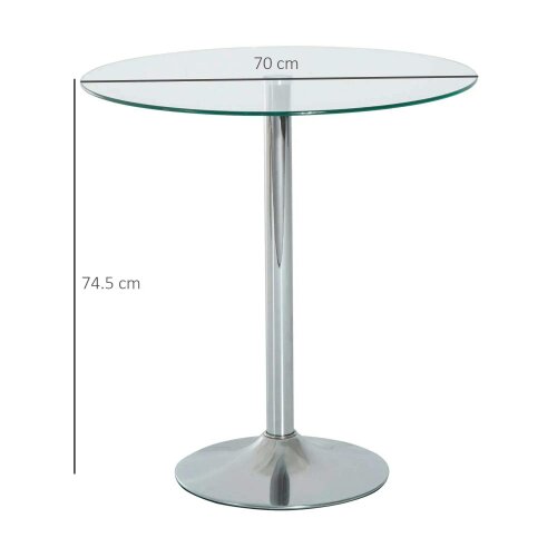 Bobobiy Round Dining Table, Modern Dining Room Table with Tempered Glass Top, Steel Base, Space Saving Small Bar Table