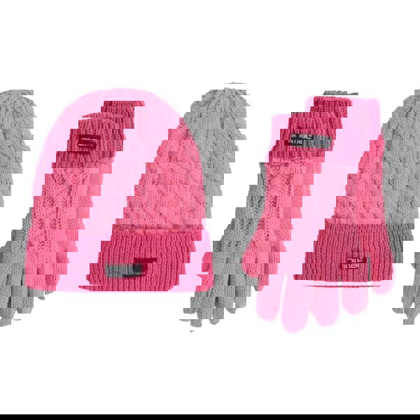 Animal Childrens/Kids Faux Fur Lined Hat And Gloves Set - Pink