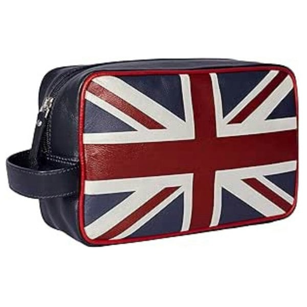 Mala Leather Union Jack Washbag Leather Toiletry Bag