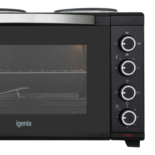 igenix 30L Mini Oven With Hotplates, Black