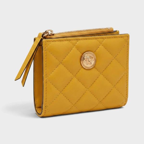 Versace Medusa Quilted Wallet Mustard Yellow