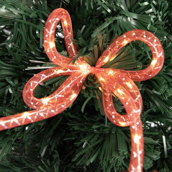 2ft to 6ft Fibre Optic Christmas Tree with Ribbon Bows and Star Topper, Green image 6