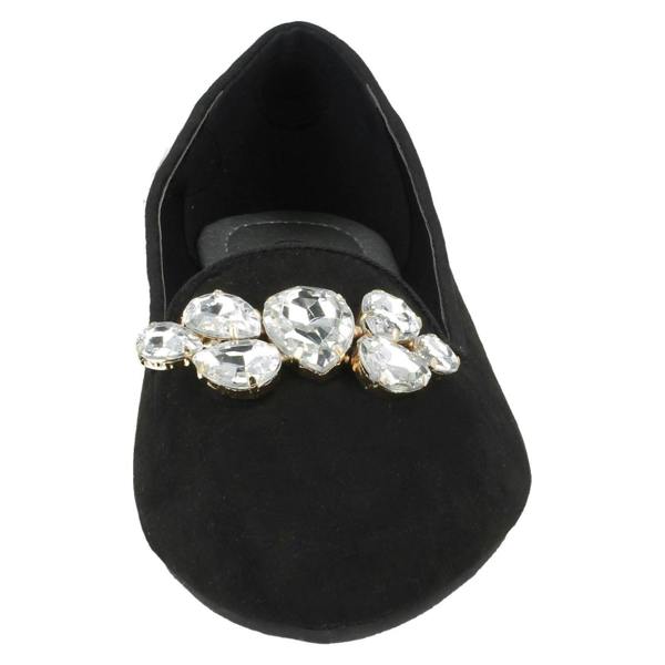Spot On Ladies Spot On Jewel Trim Vamp Ballerinas