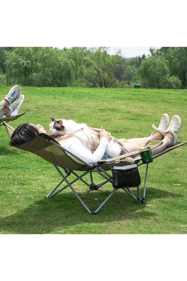Living and Home Foldable Reclining Camping Chair with Footrest