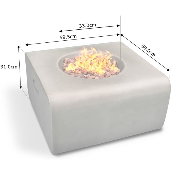 Centurion Supports Fireology ADELPHI Dark Grey Lavish Garden and Patio Gas Fire Pit with Eco-Stone Finish - Fully Assembled