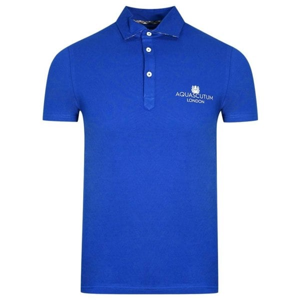 Aquascutum London Bold Logo Polo Shirt - Blue