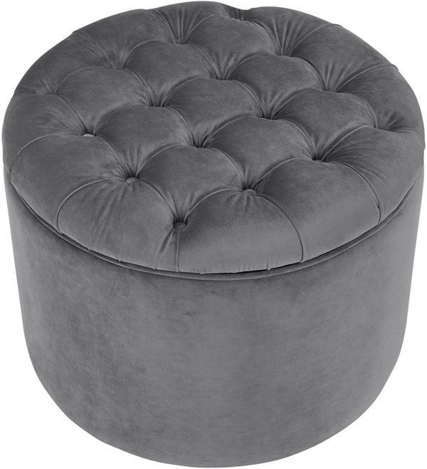 Furniture Edit Queen Grey Velvet Storage Ottoman