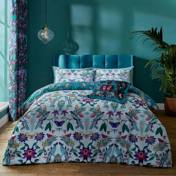 Mya Tropical Birds Duck Egg Duvet Cover Set