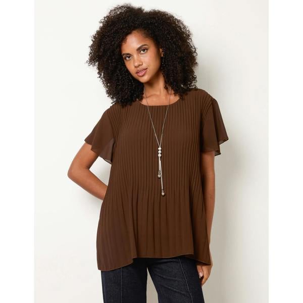 Blue Vanilla Pleated Short Sleeve Top