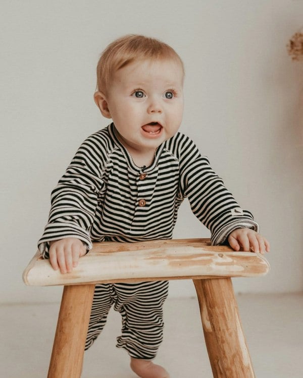 organic cotton Multicolour Stripe Print Rib Romper - image 1