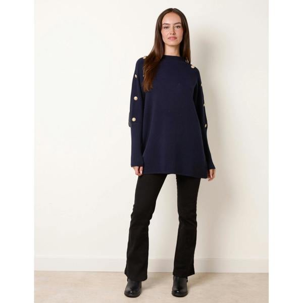 Blue Vanilla Long Sleeve Military Button Jumper