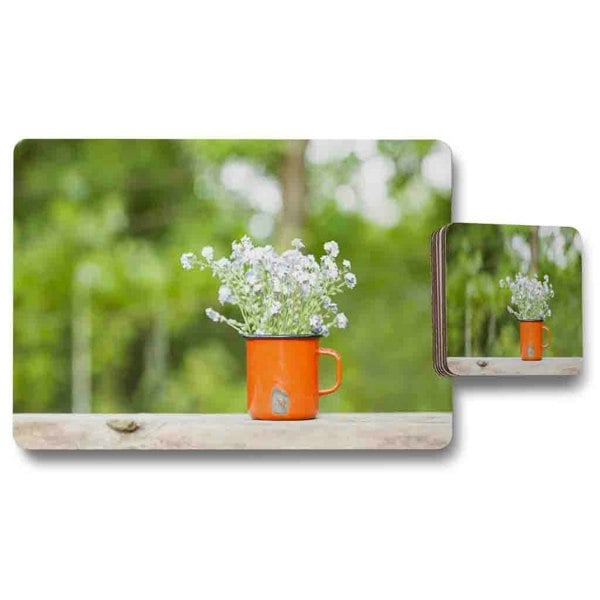 Benjamin Tate Design Forget Me Not Flowers Placemat & Coaster Set