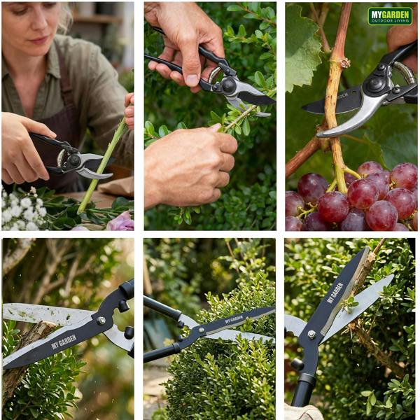 My Garden Outdoor Living My Garden Hedge Shears & Pruner Set - Secateurs with Sharp Blades, Soft Grip Handles Gardening Clipper for Shrubs & Bonsai