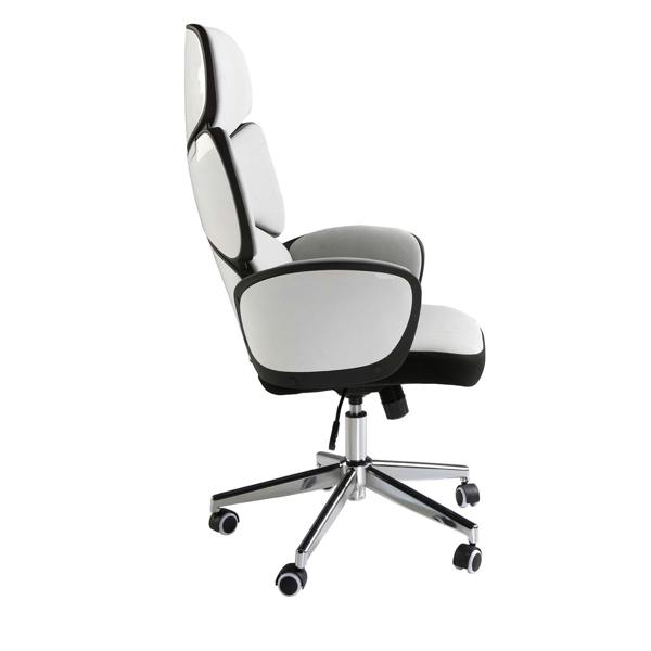Angel Cerdá Office swivel chair light grey fabric and glossy white pvc 4142