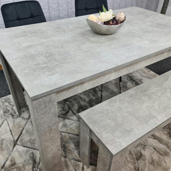 Kosy Koala Modern Grey Dining Table Set with 2 Black Velvet Chairs And 1 Bench ? Dining Room Furniture