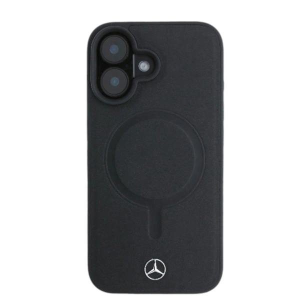 Mercedes Plain Smooth Leather Case with MagSafe for iPhone 16 6.1" Black - MEHMP16S23RCMK