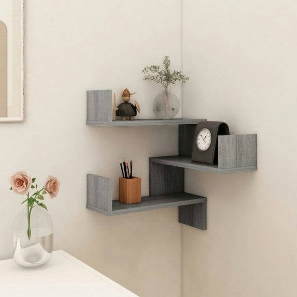 Berkfield Wall Corner Shelf Grey Sonoma 40x40x50 cm Engineered Wood