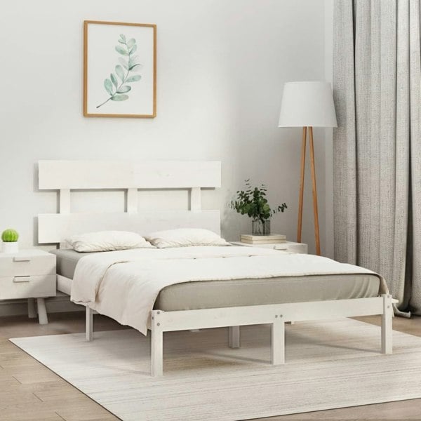 Berkfield Bed Frame White Solid Wood 180x200 cm Super King Size
