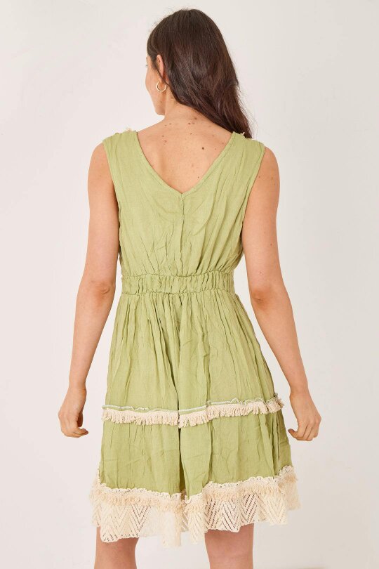 Elaina Fashion Boho Tiered Tassel Detail Dress