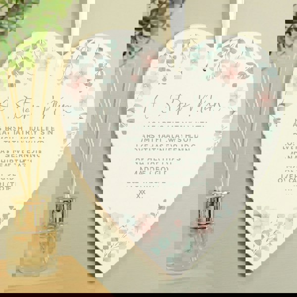 Personalised Memento Company Personalised Floral Wooden Heart Decoration