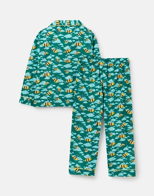 Luca and Rosa Blue Busy Bees Boys Button Up Pyjamas