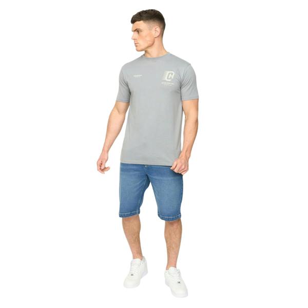 Crosshatch Mens Morville Cotton T-Shirt - Steel Blue - 