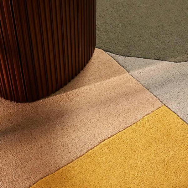 Ted Baker Wool Multicolour Rug, underfloor heating, thick pile, abstract geometry design, hand-crafted rug.