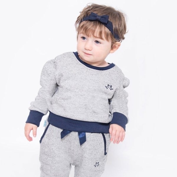 Luca and Rosa Girls Grey Jersey Lounge Set