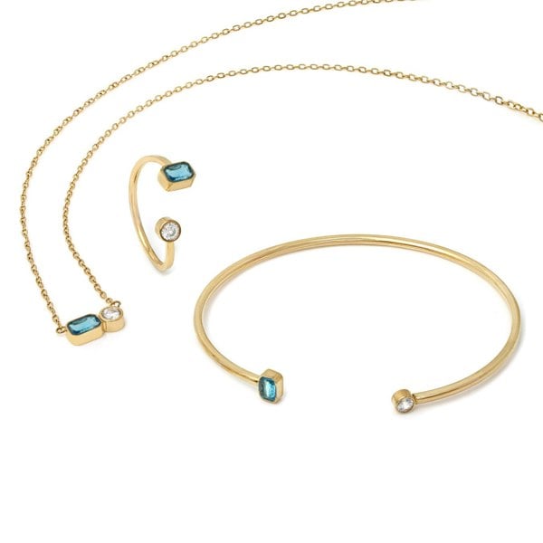 Say It With December Blue Topaz Birthstone Gift Set - Yellow Gold