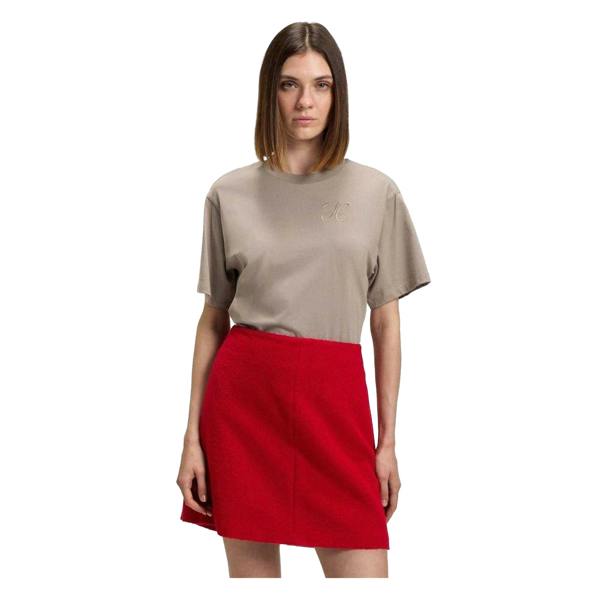 Hugo Womens/Ladies Vintage Embroidered Relaxed Fit T-Shirt - Light Beige - 